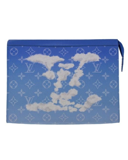 Louis Vuitton Blue Pochette Voyage Canvas Clutch Bag (pre-owned) for men