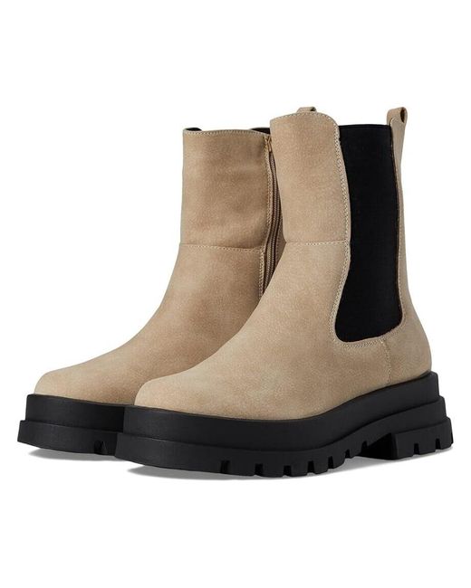 Dirty Laundry Black Vines Natural Buck Side Zipper Chelsea Boots Khd483