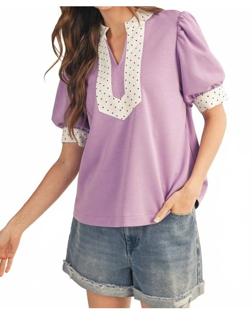 Jodifil Purple Dotty Collar Top