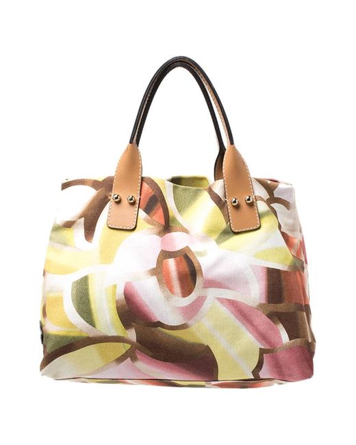 Missoni Pink Color Printed Canvas And Leather Tote