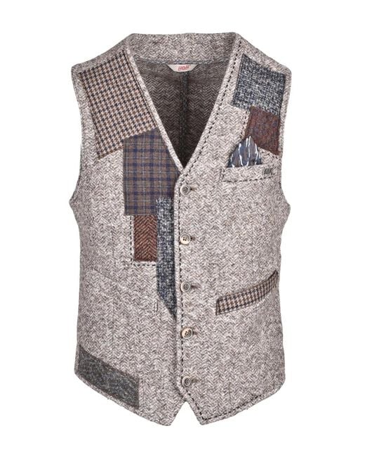 Bob Gray Eclectic Patchwork Vest With Textured Herringbone Base for men