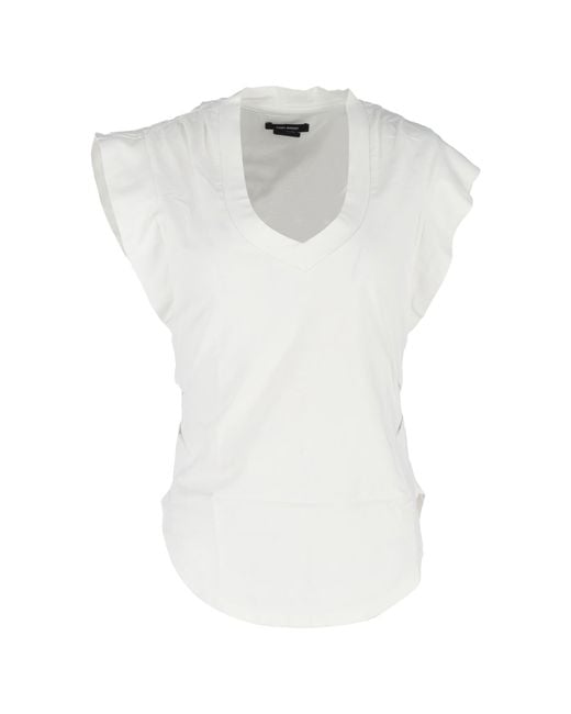 Isabel Marant White Flutter Sleeve Top