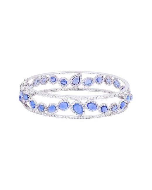 Diana M Blue 18 Kt White Gold Sapphire And Diamond Bangle
