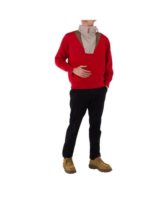 Kolor Red Half Zip Pullover Sweatshirt for men
