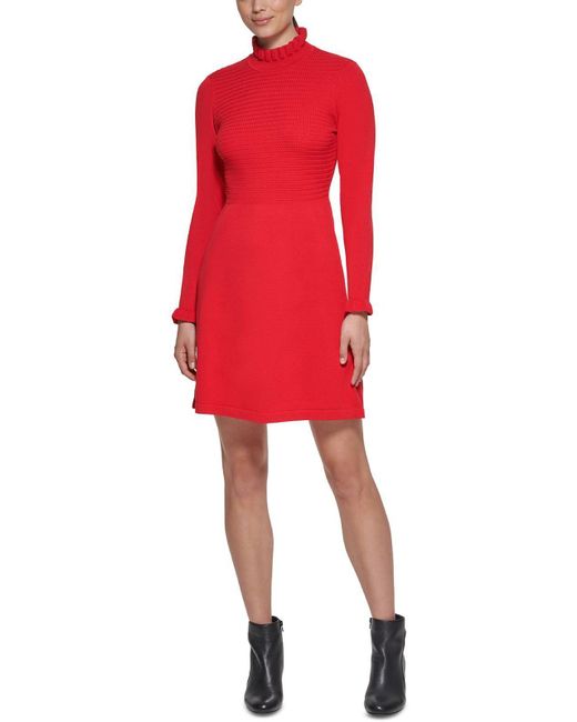 Jessica Howard Textu Short Sweaterdress in Red | Lyst