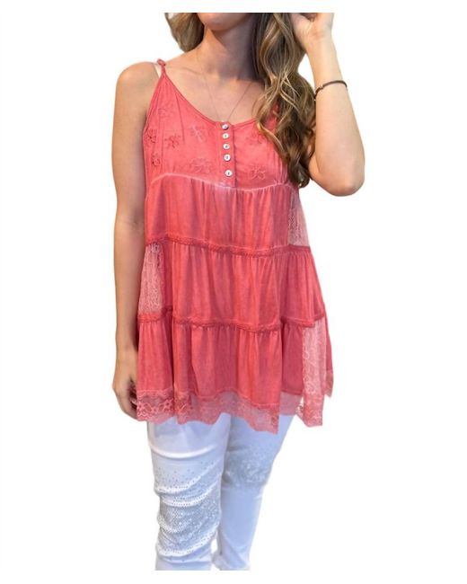Pol Red Lace Tank
