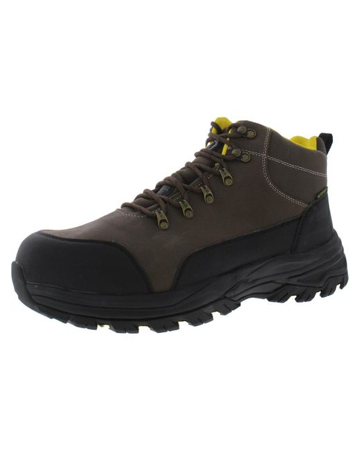 Skechers Black Fannter-dezful Leather Round Toe Work & Safety Boot for men