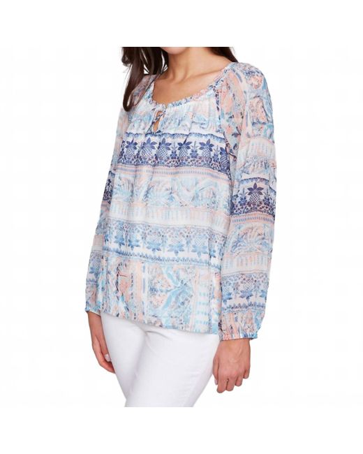 Charlie b Blue Printed Chiffon Blouse