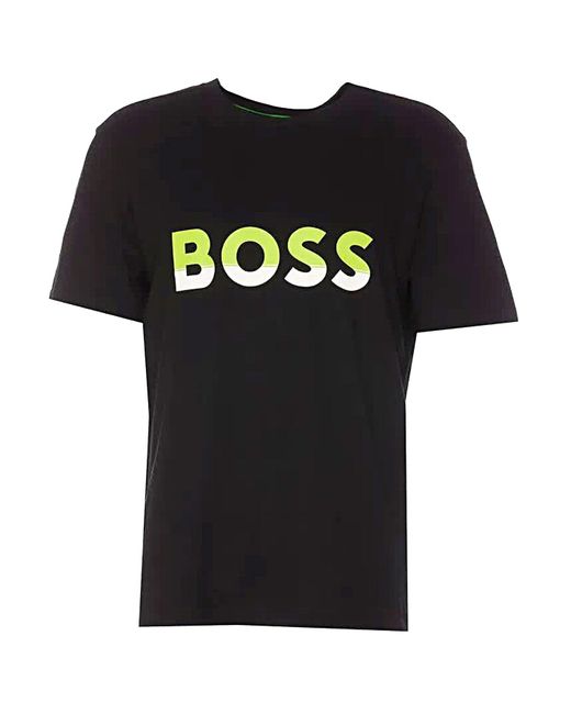 Boss Black Men Big Logo Jersey Cotton T-shirt Deep /tender Shoots Green for men