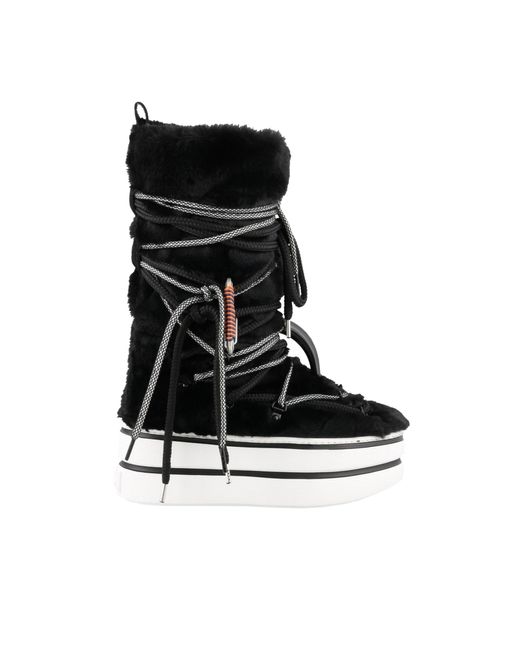 Hogan Black Faux Fur Snow Boots