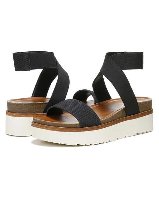 Franco Sarto Parton Leather Ankle Strap Platform Sandals in Black | Lyst