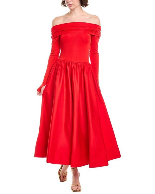 Alice + Olivia Chara Off The Shoulder Flared Midi Dress