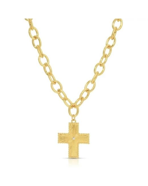 Splendid Iris Metallic Cross Statement Necklace