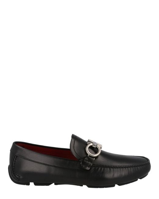 Ferragamo Black Switch Leather Loafers for men