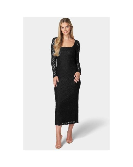 bebe lace dress black Mock Neck Lace Bodice Maxi Dress – bebe main image 0