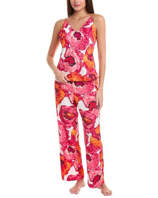 Natori Red 2pc Poppy Pajama Set
