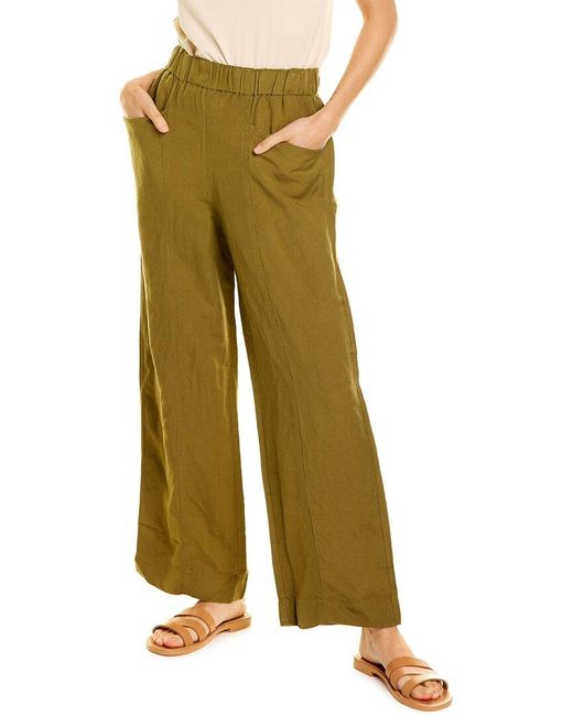 Madewell Green Wide Leg Pull-on Linen-blend Pant