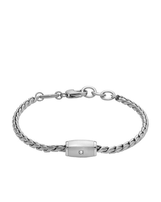 Fossil Metallic Fathers Day Stainless Steel Chain Bracelet for men