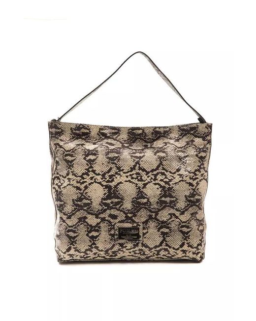 Pompei Donatella White Chic Python Print Leather Shoulder Bag