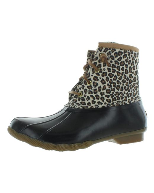 Sperry Top-Sider Black Saltwater Wellies Ankle Rain Boots