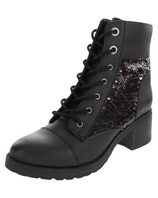 Sugar Klondike Lace Up Combat Boots in Black | Lyst