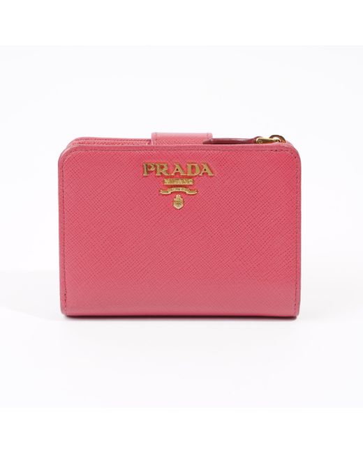 Prada Pink Wallet Saffiano Leather