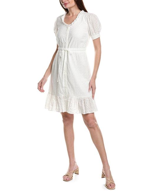 Nanette Lepore White Mila Eyelet Mini Dress