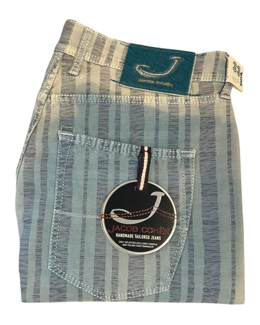 Jacob Cohen Blue Style 656 Jumbo Pinstripe Cotton Pants for men