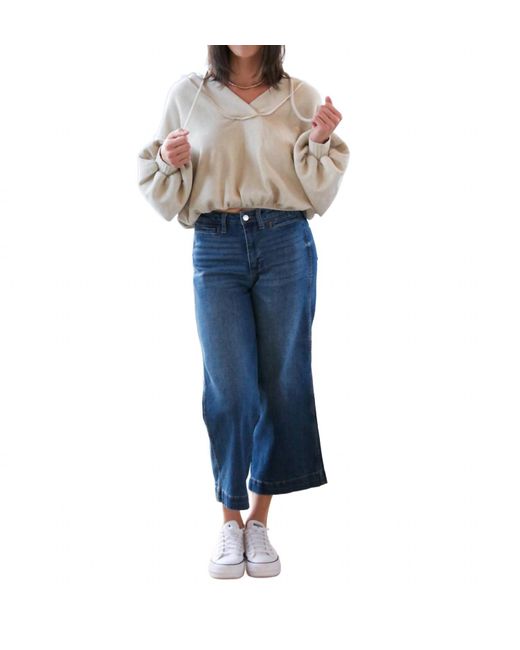 Project Social T Women's Blue Samson Bubble Hem V-Neck Hoodie