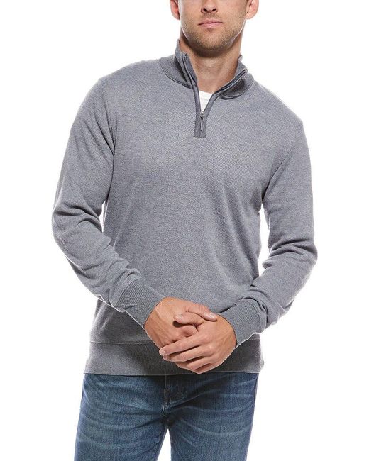 Report Collection Gray Mock Neck 1/4-Zip Sweater for men