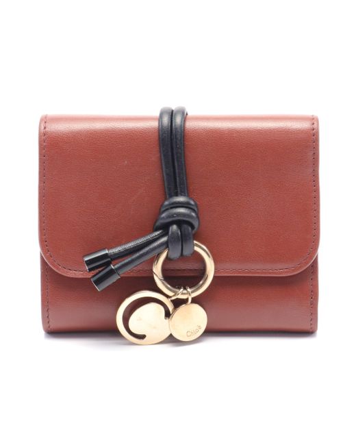 Chloé Red Alphabet Alphabet Trifold Wallet W Hook Wallet Leather
