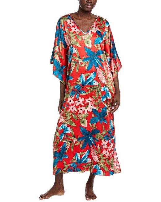 Natori Red Tropical Breeze Caftan