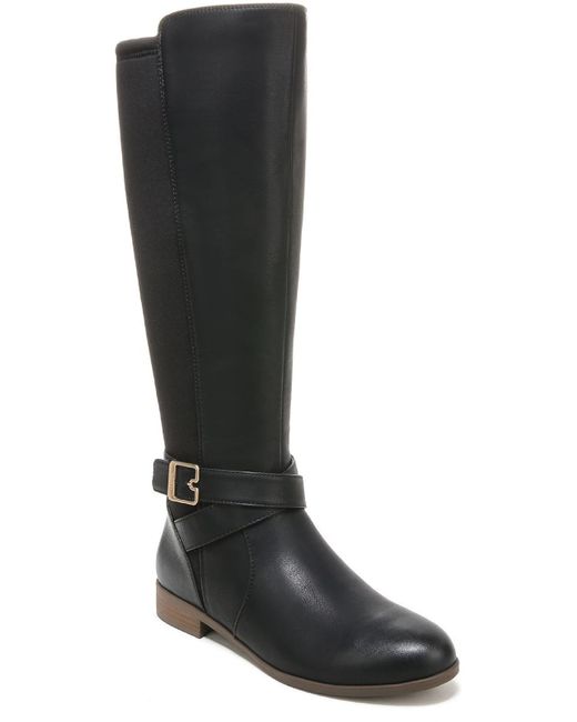 Dr. Scholls Black Rate Faux Leather Tall Knee-high Boots