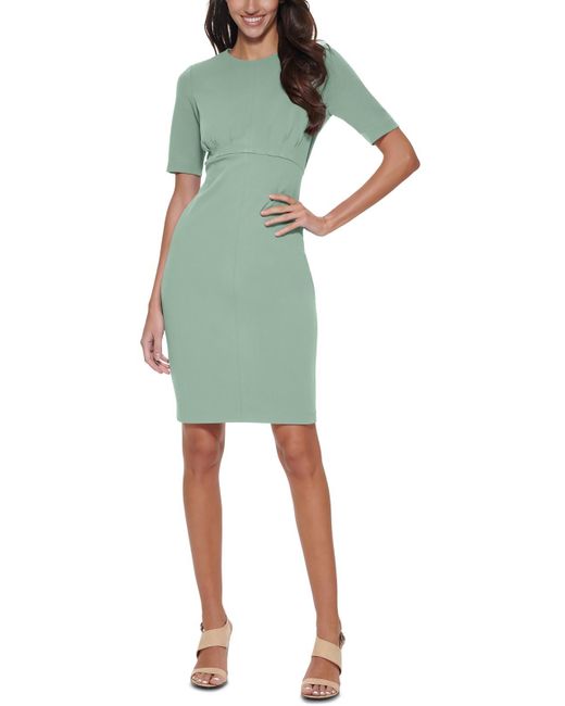 Calvin Klein Green Jewel Neck Knee Length Midi Dress
