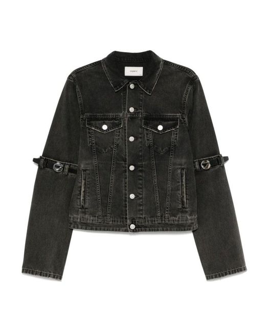 Coperni Black Oversized Denim Jacket With Unique Strap Details