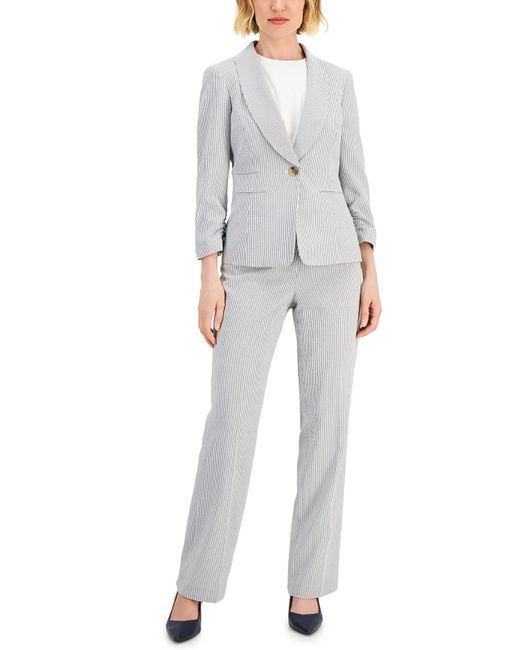 Le Suit Gray Petites 2 Pc Office Wear One-button Suit