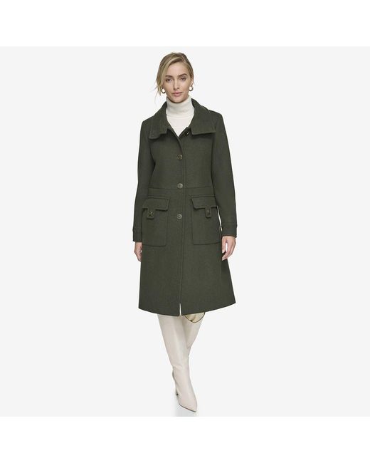 Andrew Marc Green Almedia Sb Wool Twill Coat With Back Belt