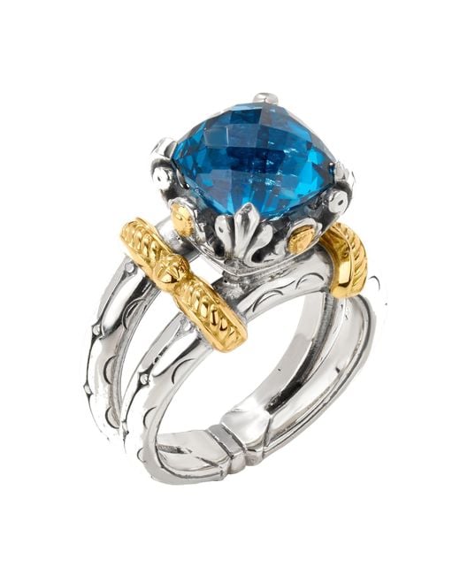 Konstantino Blue Anthos Sterling Silver 18k Yellow Gold & Spinel Ring Dmk2158-478 S7