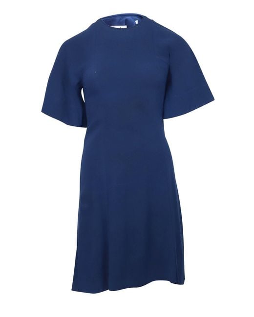 Sandro Sandro Yoko Fluted Crepe Dress in Blue | Lyst