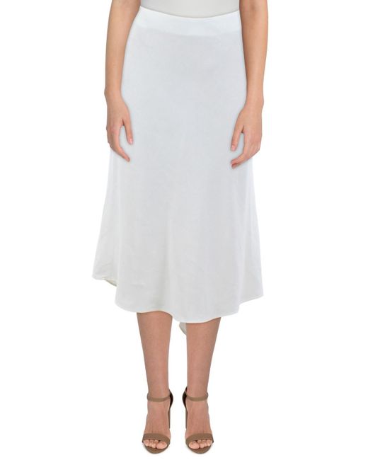 Blue Les Copains White Linen Hi-low A-line Skirt
