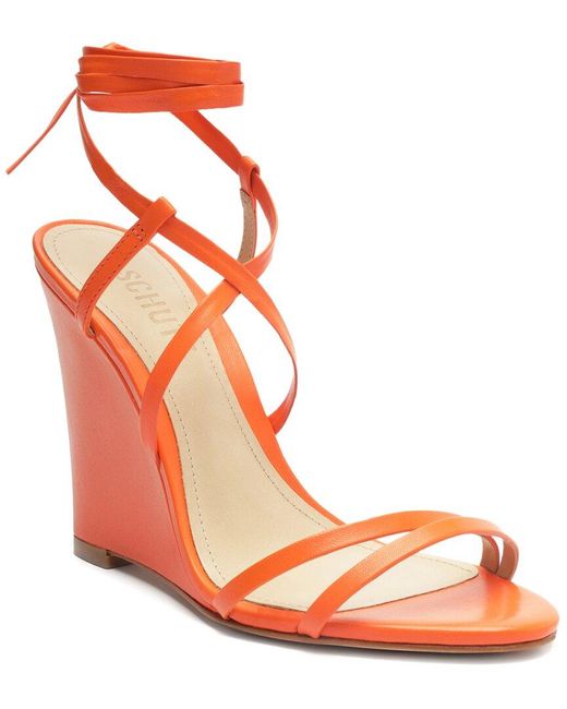 SCHUTZ SHOES Orange Deonne Casual Leather Wedge