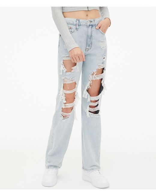 Aéropostale Cotton Premium Air '90s Super High-rise Baggy Jea in Light Wash (Blue) | Lyst