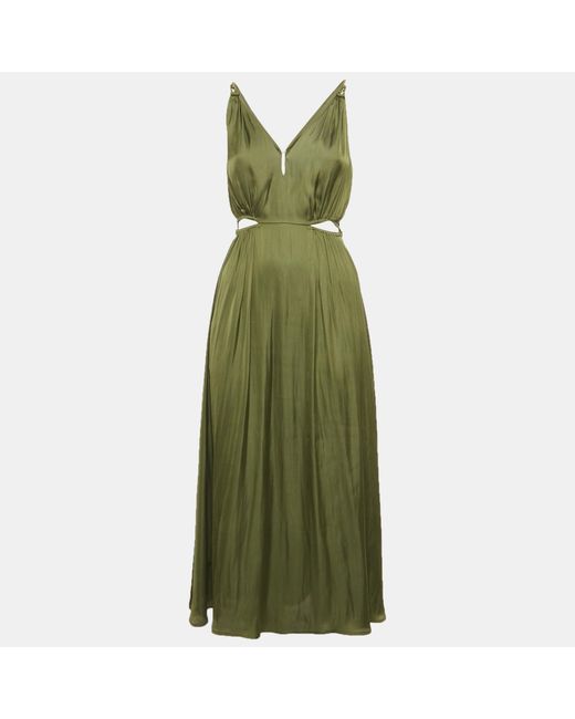 green emerald velvet dress Maje Green Jacqueline Long Sleeve Ruffle Mock Neck Pleated A Line Mini   Brie