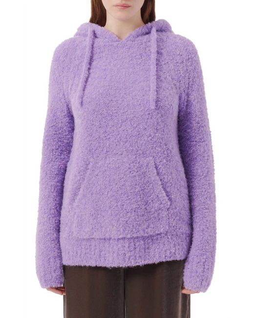 ATM Purple Wool Blend Boucle Pullover Hoodie