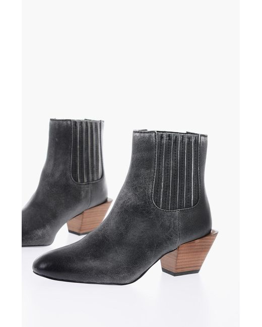 Bottes Diesel D-Texanne En Cuir Gris Noir - Taille 39, Neuves Avec étiquettes