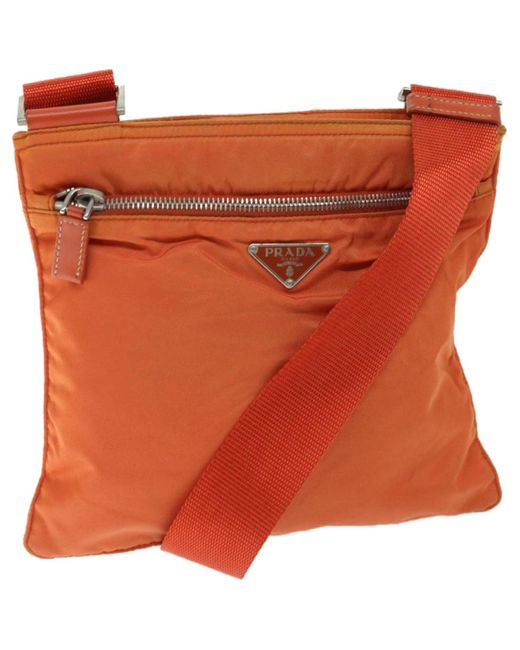 Prada Orange Tessuto Synthetic Shoulder Bag (pre-owned)