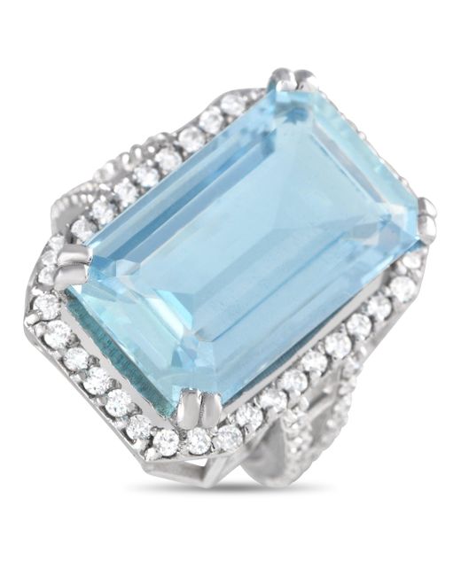 Non-Branded Blue Lb Exclusive Platinum 1.25ct Diamond And Aquamarine Ring Mf040040824