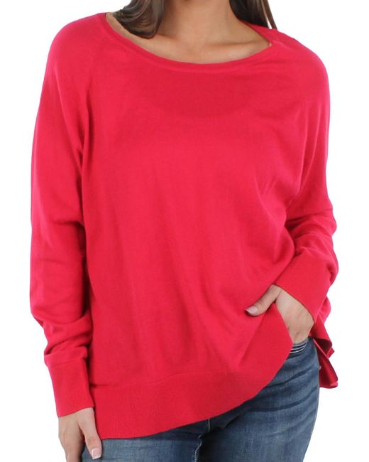 Liverpool Jeans Company Red Organic Cotton Ribbed Trim Sweater