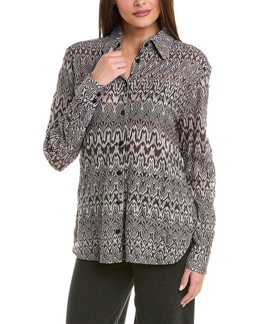 M Missoni Patterned Wool-blend Shirt in Gray | Lyst