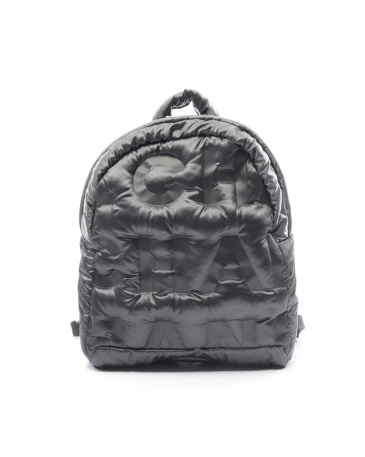 Chanel Gray Dudone Backpack Rucksack Nylon Dark Silver Hardware